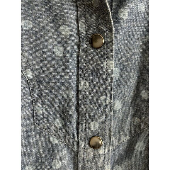 Vintage Pendleton Denim Button Up Sleeveless Chambray Blouse Large Polka Dot - Picture 4 of 9